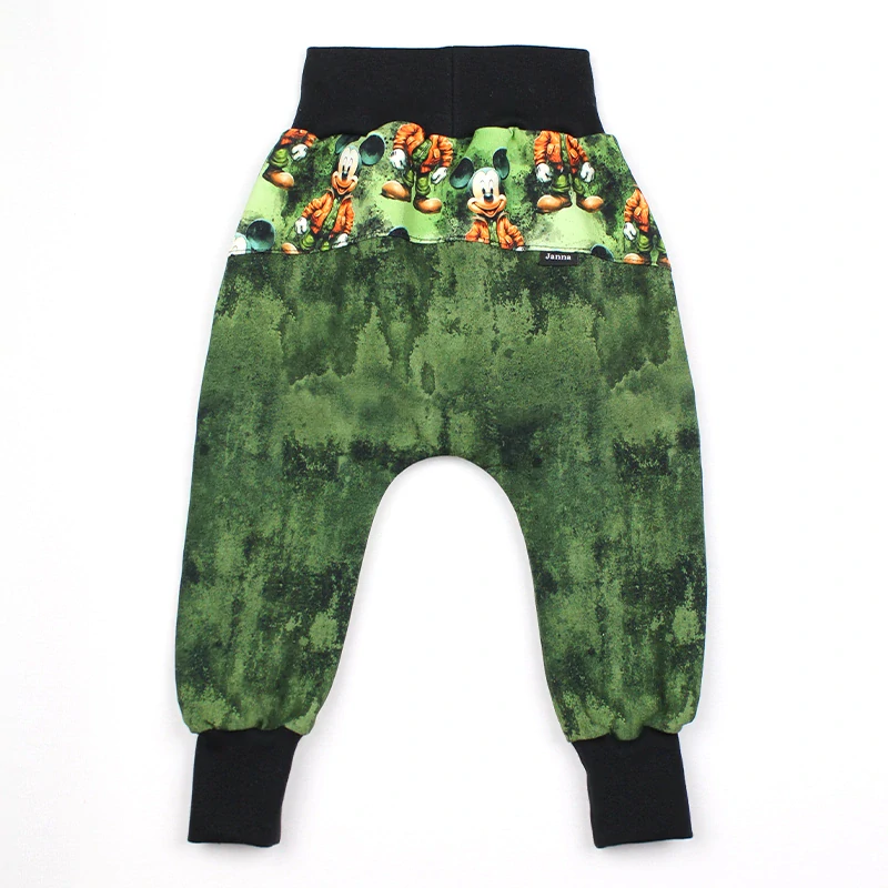 Tepláčky baggy - Mickey na zelené